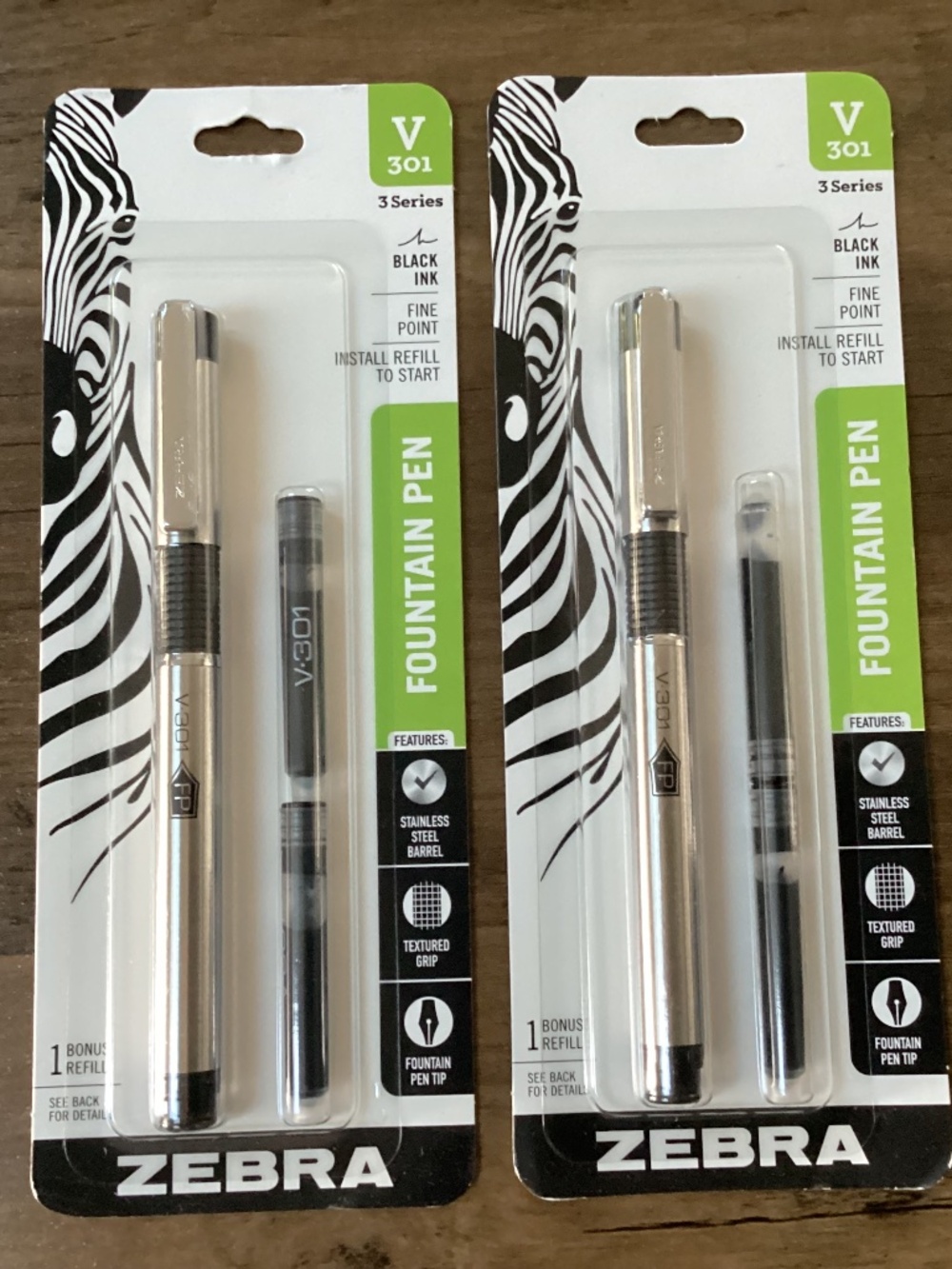 Zebra Fountain Pen Bundle V 301 3 Series Black Ink